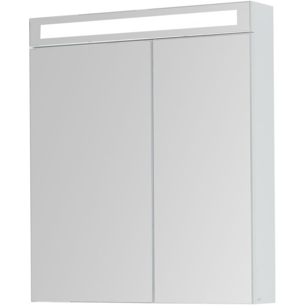 Шкаф зеркальный MAX, 70 см, 2 дверцы, 4 стеклянные полки, белый глянец