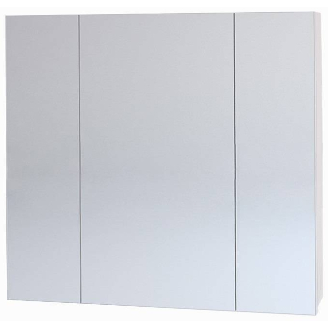 Шкаф зеркальный ALMI, 80 см, 3 дверцы, 6 стеклянных полок, белый