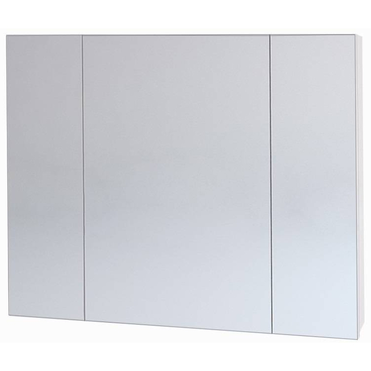 Шкаф зеркальный ALMI, 90 см, 3 дверцы, 6 стеклянных полок, белый