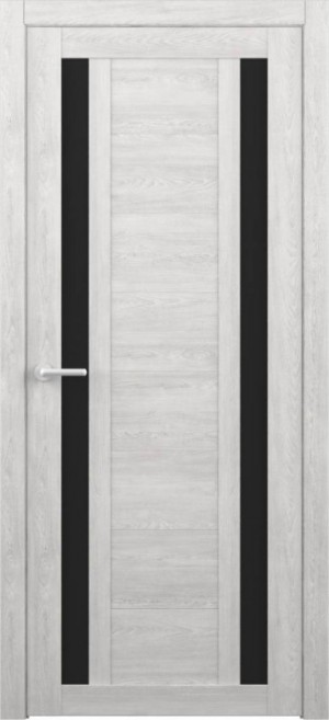 Дверь межкомнатная экошпон Рига белый кипарис с черным стеклом