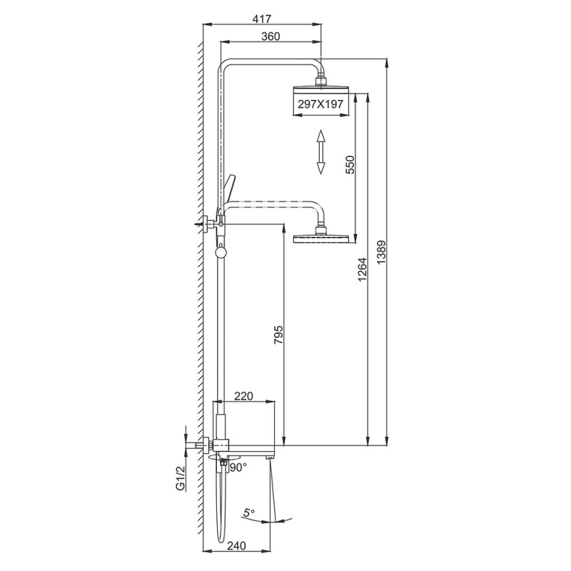 Душевая стойка со смесителем