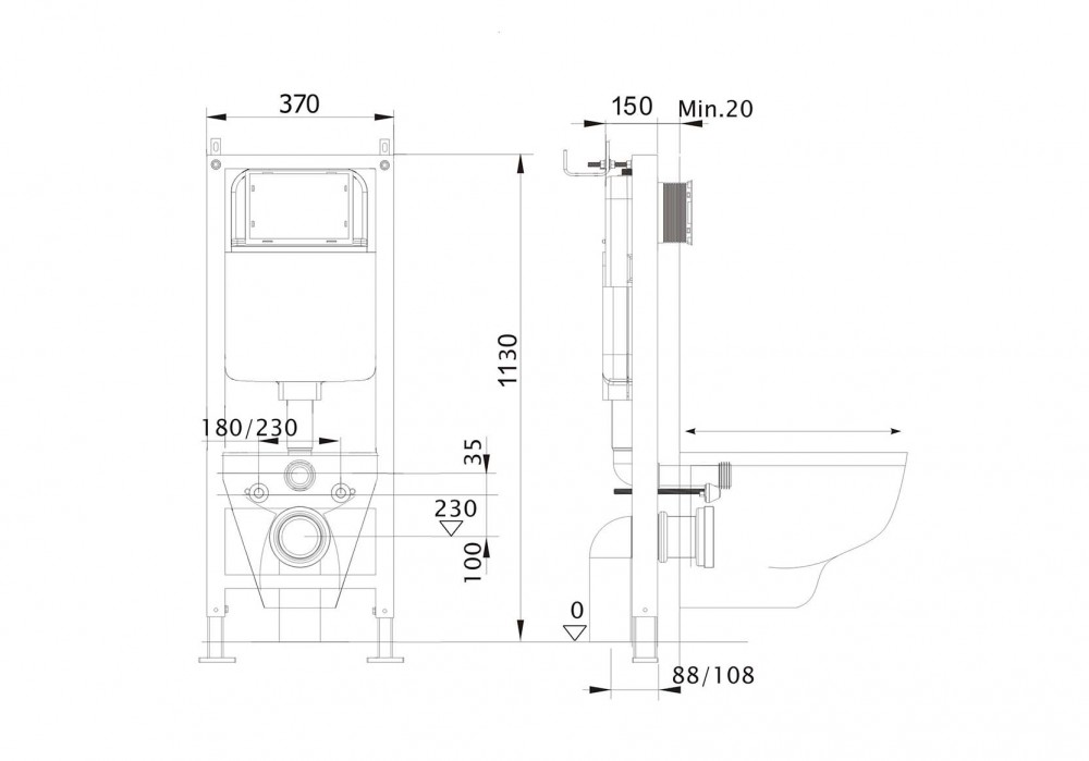 Инсталляция с подвесным унитазом